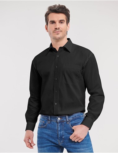 R-R-936M-0-Mens L/S Pure Cotton Easy Care Poplin Shirt